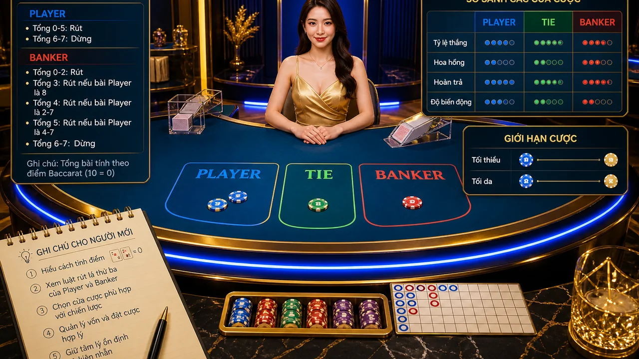 Học cách đọc bàn và luật chơi: hướng dẫn baccarat live cwin cho người mới