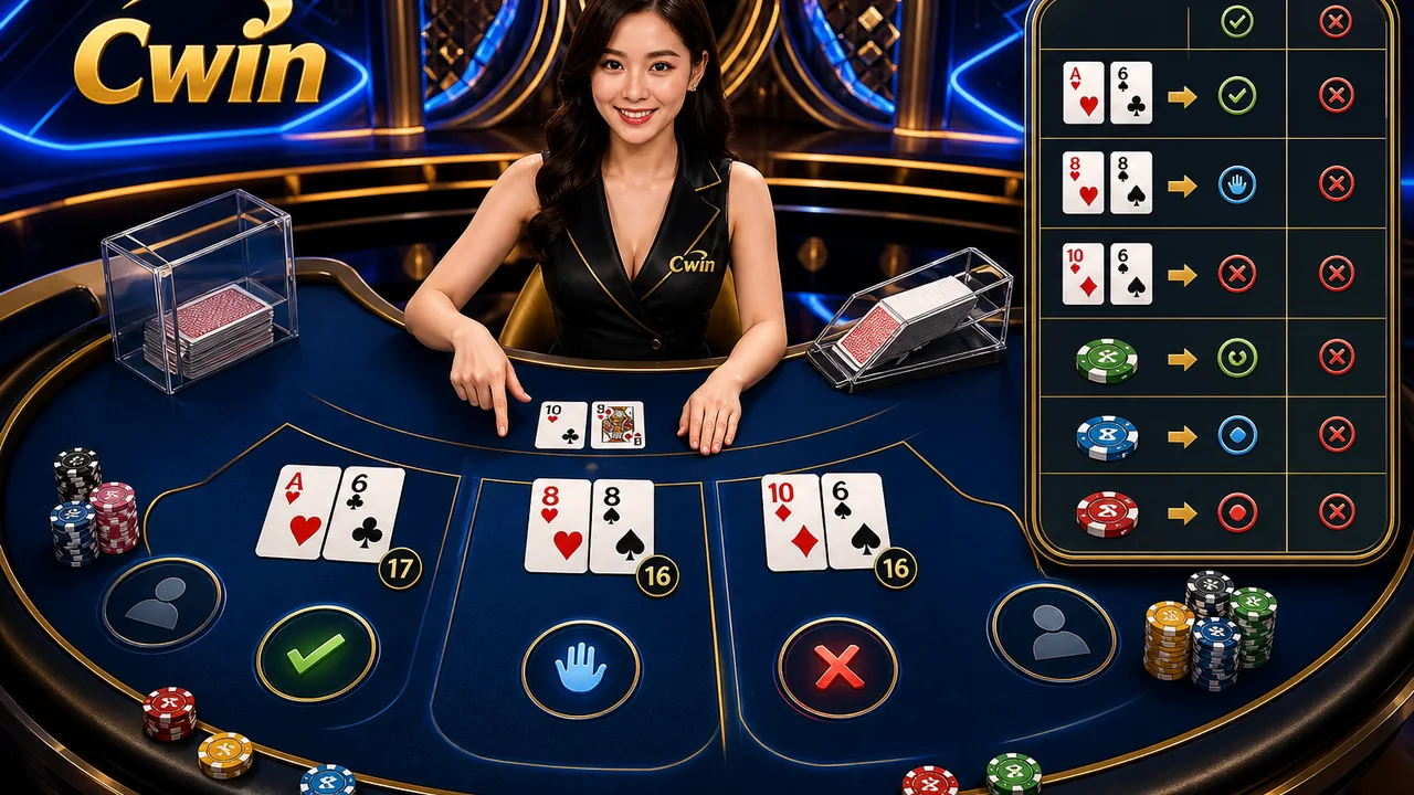 Học cách đọc bàn và ra quyết định: hướng dẫn blackjack live từng bước cho người mới trên Cwin